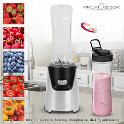 Blender smoothie et Milk-shake 2 Bouteilles Portables de 600ml, 400, Argent, Proficook, SM 1153