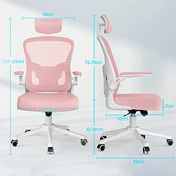 BIGZZIA Chaise de Bureau - Ergonomique Fauteuil avec 2D Accoudoirs, Hauteur Appui-tête Soutien Lombaire Dossier Règalable Rose pas cher