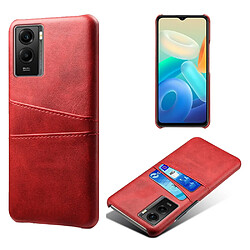 Coque en TPU + PU anti-griffes avec porte-carte, rouge pour votre Vivo Y55s 5G