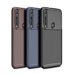 Wewoo Coque Souple Pour TPG antichoc Texture en fibre de carbone Beetle Series Moto G8 Bleu pas cher