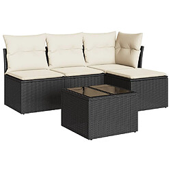 Maison Chic Salon de jardin 5 pcs avec coussins | Ensemble de Table et chaises | Mobilier d'Extérieur noir résine tressée -GKD17576