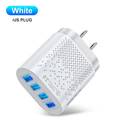 Fast Charge 4 USB Port Hub Chargeur Mural Adaptateur Secteur Prise Américaine Cube Blanc