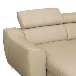 VENESETTI Canapé d'angle en cuir italien de luxe 5 places ASTRA, beige, angle gauche pas cher