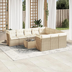 Maison Chic Salon de jardin 11 pcs avec coussins | Ensemble de Table et chaises | Mobilier d'Extérieur beige résine tressée -GKD52239