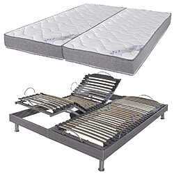 Ebac Lit électrique S62 + matelas Wave 2x80x200 - Mousse - Soutien ferme - Made in France