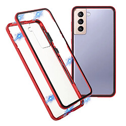 Coque en métal Cadre d'installation de serrure magnétique rouge pour votre Samsung Galaxy S21+ 5G