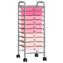 vidaXL Chariot de rangement mobile à 10 tiroirs Ombre Rose Plastique