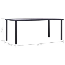 Acheter vidaXL Table à manger Noir et gris béton 180x90x75 cm MDF