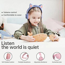 Yonis Casque Audio Enfant Oreilles De Chat Violettes pas cher