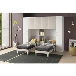 Alter Chambre pont avec deux lits simples, Made in Italy, 313 x 212 x 247 cm, couleur Blanc et Orme