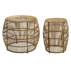 Pegane Set de 2 table basse en bambou naturel - Diamètre 70 x Hauteur 50 cm