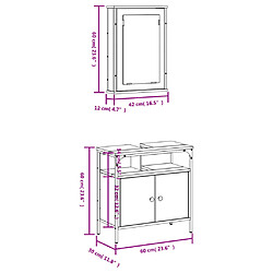 vidaXL Ensemble de meubles de salle de bain 2 pcs Sonoma gris pas cher