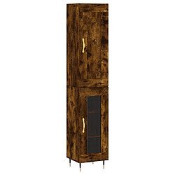 vidaXL Buffet haut Chêne fumé 34,5x34x180 cm Bois d'ingénierie