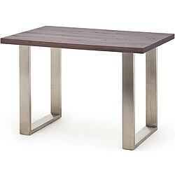 Pegane Table haute en acier et chêne tanner - Longueur 160 x Hauteur 107 x Profondeur 100 cm