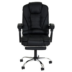 Decoshop26 Fauteuil de bureau sur roulettes pivotant avec repose-pieds extensible en PVC noir 04_0006232