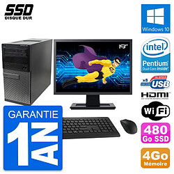 PC Tour Dell 390 MT Ecran 19" Intel G630 RAM 4Go SSD 480Go HDMI Windows 10 Wifi - Occasion