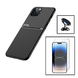 PHONECARE Kit Coque Magnetic Lux + Verre Trempé ClearGlass + Support Magnétique de Voiture pour Apple iPhone 15 - Noir