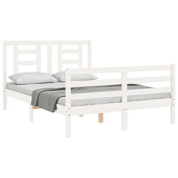 Acheter Maison Chic Cadre/structure de lit avec tête de lit pour adulte - Lit Moderne Chambre blanc 140x190 cm bois massif -MN13694