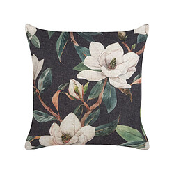 Beliani Coussin ZAHRIYE 45 x 45 cm Floral Noir