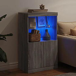 Maison Chic Commode Buffet - Meuble de rangement avec lumières LED sonoma gris 60,5x37x100 cm -GKD35298 pas cher