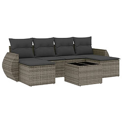 vidaXL Salon de jardin avec coussins 7 pcs gris résine tressée