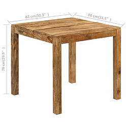 vidaXL Table à manger Bois de manguier massif 82x80x76 cm pas cher