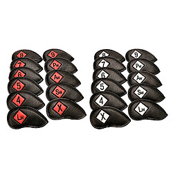 Avis Golf Iron Headcover Club Head Cover Protection Autocollant Fermeture Noir + Rouge