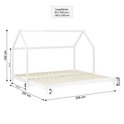 Avis Homestyle4U Lit Enfant 90x200 cm cabane - matelas sommier