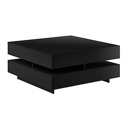 Table Basse Annaba avec 4 Compartiments Stockage Noir Brillant [en.casa]