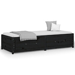 vidaXL Lit de jour sans matelas noir 75x190 cm bois de pin massif