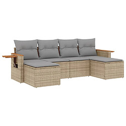 Maison Chic Salon de jardin avec coussins 6 pcs | Ensemble de Table et chaises | Mobilier d'Extérieur beige résine tressée -GKD48875