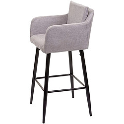 Avis Decoshop26 Lot de 2 tabourets de bar avec repose-pieds en tissu gris clair et métal noir TDB04061