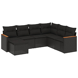 Maison Chic Salon de jardin 7 pcs avec coussins | Ensemble de Table et chaises | Mobilier d'Extérieur noir résine tressée -GKD32799