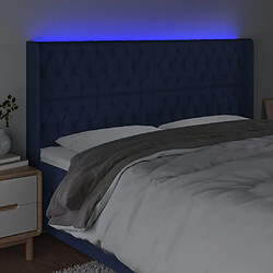 Avis vidaXL Tête de lit à LED Bleu 203x16x118/128 cm Tissu