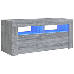 Maison Chic Meubles TV avec lumières LED - Banc TV pour salon Sonoma gris 90x35x40 cm -MN96474