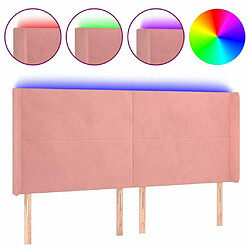 Maison Chic Tête de lit scandinave à LED,meuble de chambre Rose 183x16x118/128 cm Velours -MN54500