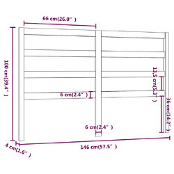 vidaXL Tête de lit Noir 146x4x100 cm Bois massif de pin pas cher