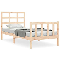 Maison Chic Cadre/structure de lit avec tête de lit pour adulte - Lit Moderne Chambre 90x200 cm bois massif -MN56724 