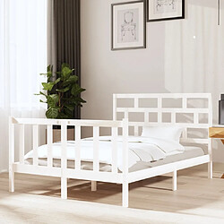 vidaXL Cadre de lit sans matelas blanc bois de pin massif 