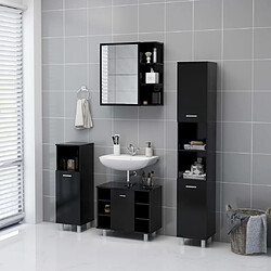 Acheter vidaXL Armoire à miroir de salle de bain Noir Bois d’ingénierie