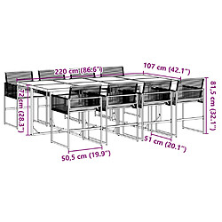 vidaXL Ensemble à manger de jardin 9pcs coussins noir résine tressée pas cher