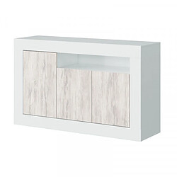 Dansmamaison Buffet 3 portes 1 niche Blanc/Pin blanc - BALTOP