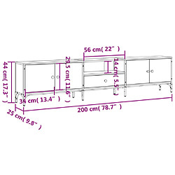 vidaXL Meuble TV à tiroir chêne fumé 200x25x44 cm bois d'ingénierie pas cher