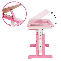 Helloshop26 Bureau enfant meuble réglable en hauteur et inclinable rose 0508097