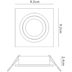 Inspired Downlight encastré pivotant GU10 9,2 cm carré, 1 x GU10 Max 50 W, noir sable