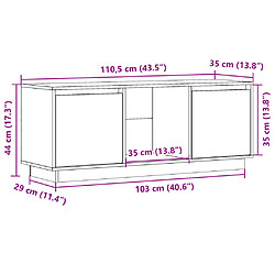 vidaXL Meuble TV Blanc 110,5x35x44 cm Bois de pin massif pas cher