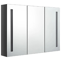 vidaXL Armoire de salle de bain à miroir LED 89x14x62 cm Gris brillant