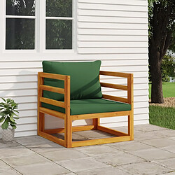 Maison Chic Chaise de jardin avec coussin - Fauteuil d'extérieurs verts bois massif d'acacia -MN20886