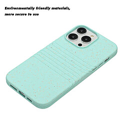 Coque en TPU + paille de blé entièrement biodégradable pour votre iPhone 14 Pro Max - bleu ciel