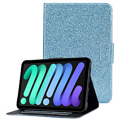 Etui en PU poudre scintillante avec support et porte-cartes bleu pour votre Apple iPad mini (2021)